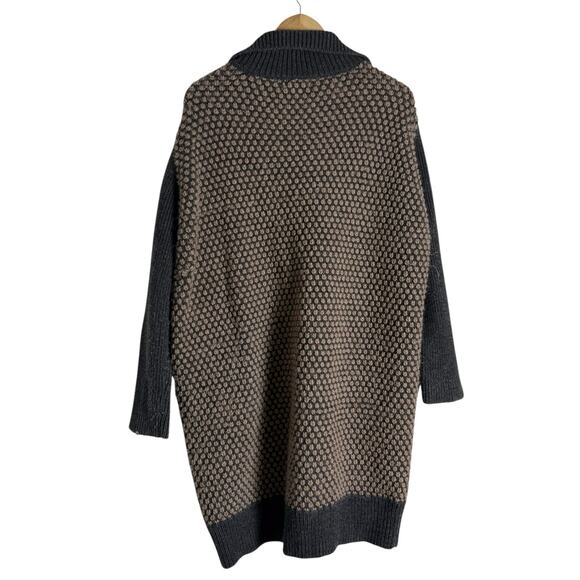 Antik Batik Chunky Knit Gray Tan Alpaca Wool Long Cardigan Sweater Size Medium - Picture 7 of 12